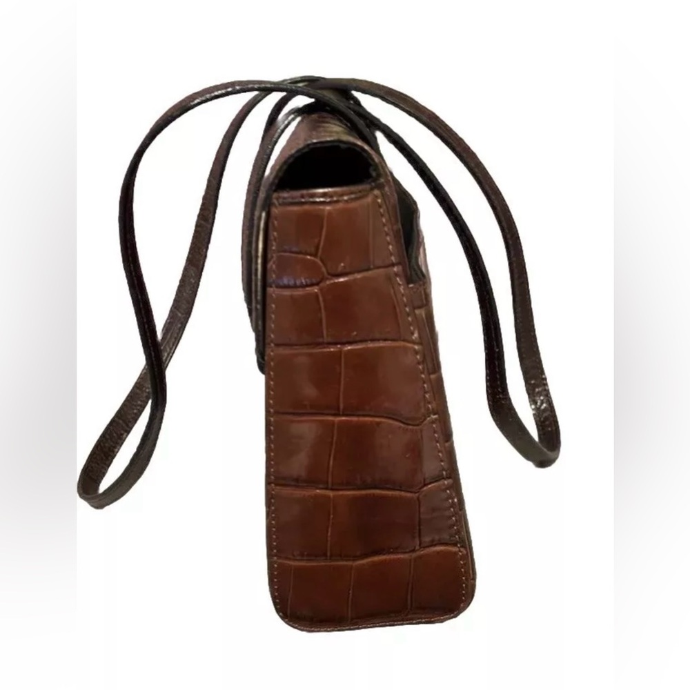 Vintage Fossil Croc Embossed Women's Leather Shoulder Bag Purse - Picture 3 of 6